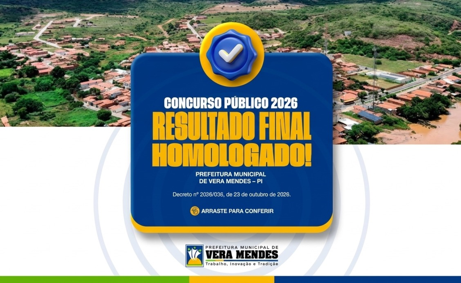 Prefeitura de Vera Mendes homologa resultado final do Concurso Público 2026
